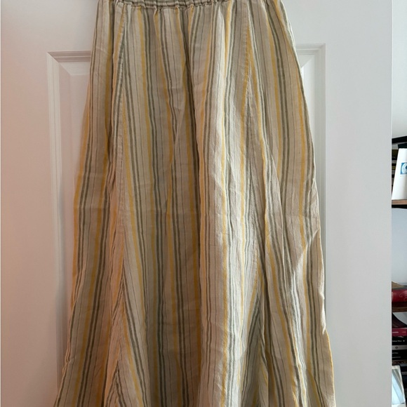 Flax Dresses & Skirts - Flax Linen Maxi Skirt in Yellow and Cream